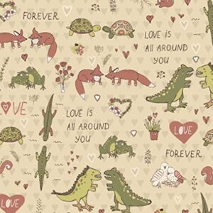 Stesha Party Dinosaur Valentines Day Wrapping Paper - Folded Flat 30 x 20 Inch (3 Sheets)