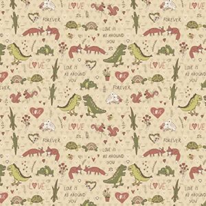 Stesha Party Dinosaur Valentines Day Wrapping Paper - Folded Flat 30 x 20 Inch (3 Sheets)