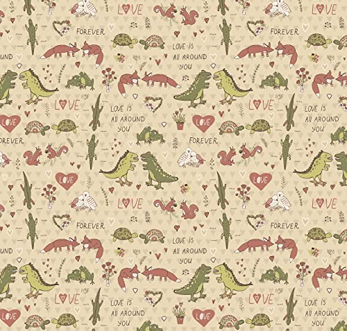 Stesha Party Dinosaur Valentines Day Wrapping Paper - Folded Flat 30 x 20 Inch (3 Sheets)