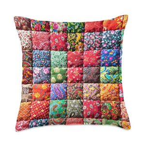 pioneer country farm for woman gift pioneer country farm gifts traditional patchwork quilt print throw pillow, 18x18, multicolor