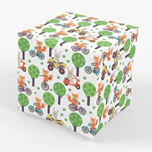 stesha party woodland animal gift wrapping paper for baby shower, birthday, holiday - folded flat 30 x 20 inch (3 sheets)