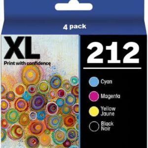 INKjetsclub Remanufactured Ink Cartridge Replacement for Epson 212 XL 4 Pack High Yield Printer Ink Includes 1 Black, Cyan, Magenta and Yellow Ink Epson 212 Cartridges.