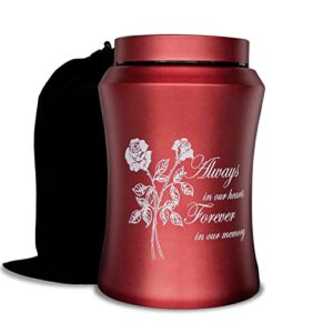 large cremation urns for adult human ashes, up to 220 lbs decorative urn with flower design for female male ashes with velvet bag(rose of love)