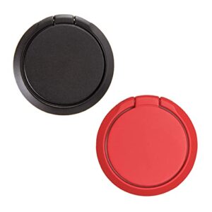 cell phone ring holder for hand, phone back ring grip for finger or case (black + red)
