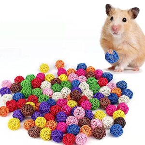 Parrot Chew Toys Bird Toys, 30 Pcs 1.2 inch Rattan Wicker Balls Parakeet Chewing Toys, for Budgies Conures Hamsters Bunny Toy, Decoration for DIY Craft Party Wedding