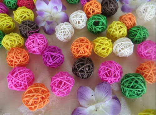 Parrot Chew Toys Bird Toys, 30 Pcs 1.2 inch Rattan Wicker Balls Parakeet Chewing Toys, for Budgies Conures Hamsters Bunny Toy, Decoration for DIY Craft Party Wedding