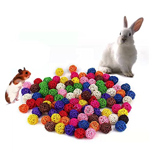 Parrot Chew Toys Bird Toys, 30 Pcs 1.2 inch Rattan Wicker Balls Parakeet Chewing Toys, for Budgies Conures Hamsters Bunny Toy, Decoration for DIY Craft Party Wedding