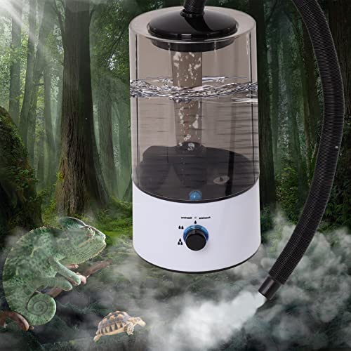 Reptile Humidifier Fogger, (4L) Fog Machine for Reptile Terrarium Tank, Pets Mister Adjustable Fog for Chameleon, Bearded Dragon, Amphibians Vivarium (4L Large Size)