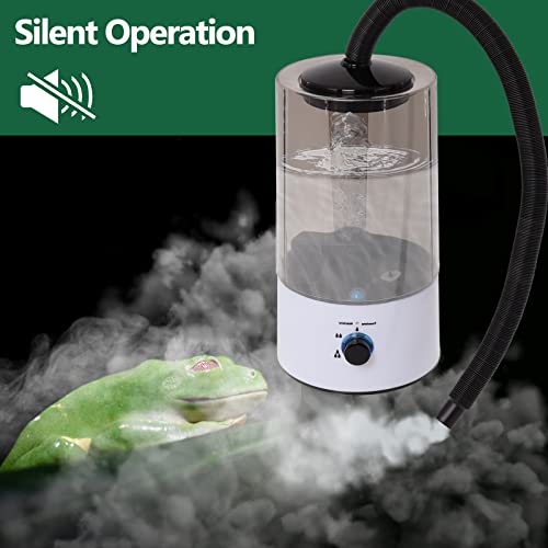 Reptile Humidifier Fogger, (4L) Fog Machine for Reptile Terrarium Tank, Pets Mister Adjustable Fog for Chameleon, Bearded Dragon, Amphibians Vivarium (4L Large Size)