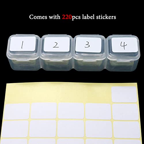 Diamond Painting Boxes, 2 Pcs 28 Slots Storage Containers for Diamond Arts Crafts Accessories Tools with Label Sticker, Portable DIY Nail Bead Organizer, Transparent Plastic