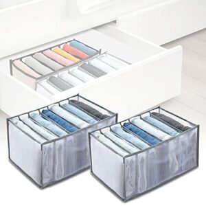 evankin 2pcs wardrobe clothes organizer - 7-grid drawer & closet storage organizer - nylon mesh organizer - small size for leggings, underwear, socks (grey) 7