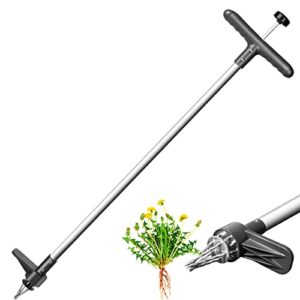 walensee upgraded weed puller, stand up weeder hand tool, long handle garden weeding tool with 5 claws, hound weed puller for dandelion, standup weed root pulling tool and picker, grabber (1 pack)