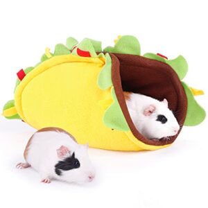 taco guinea pig tunnel house, washable small animals hideout, fun stay open cage bed for chinchilla, hamsters, hedgehog, bunny, rabbits and small animal, tube toys playing sleeping warm nest habitats