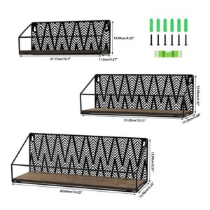 Edenseelake Floating Wall Shelves Set of 3, Cedar Pattern Wall Mounted Shelf for Bedroom, Living Room, Bathroom, Kitchen, Office