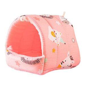 Guinea Pig Nest Cartoon Pattern Pet Hideout Warm Small Animal Hamster Squirrel Bed House Cage Valentine's Day/Mother's Day/Christmas/Birthday Gifts - Pink Fox L