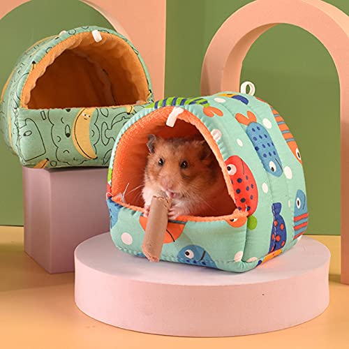 Guinea Pig Nest Cartoon Pattern Pet Hideout Warm Small Animal Hamster Squirrel Bed House Cage Valentine's Day/Mother's Day/Christmas/Birthday Gifts - Pink Fox L