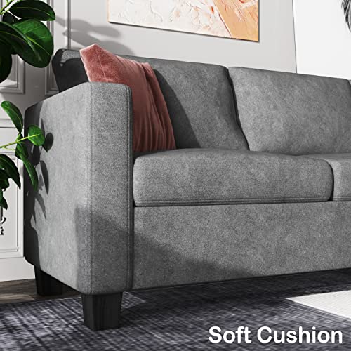 YESHOMY Convertible Sectional Sofa, L-Shaped Couch with Soft Seat and Modern Cotton Fabric for Small Space, Living Room Settee with Comfortable Backrest, Dark Gray