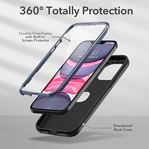 YOUMAKER iPhone 12/12 Pro 6.1" Case - Navy Blue Shockproof, Built-in Screen Protector, Rugged Full-Body Heavy Duty Cover