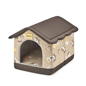 jiupety cozy pet bed house, indoor/outdoor pet house, s size for cat and small dog, warm cave sleeping nest bed for cats and dogs, brown