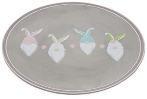 boston international easter platter table décor ceramic oval serving plate, 10 x 5-inches, bunny gnomes