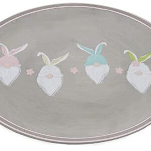 Boston International Easter Platter Table Décor Ceramic Oval Serving Plate, 10 x 5-Inches, Bunny Gnomes