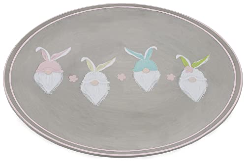 Boston International Easter Platter Table Décor Ceramic Oval Serving Plate, 10 x 5-Inches, Bunny Gnomes