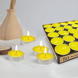 Citronella Tea Lights: NOSTOSON Citronella Tealights Candles for Indoor/Outdoor,4 Hour Burning Mini Candles-Pack of 50