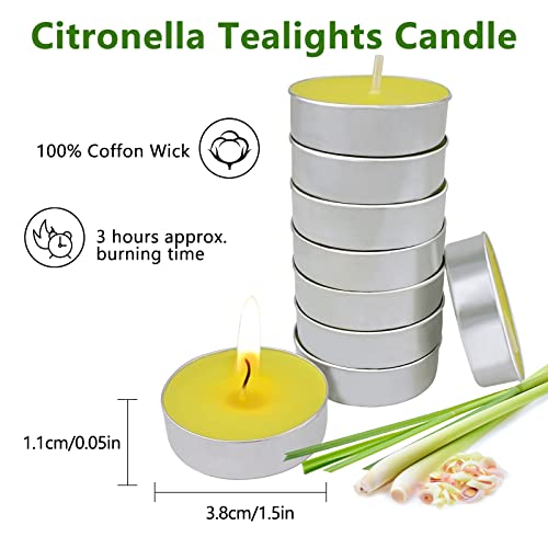 Citronella Tea Lights: NOSTOSON Citronella Tealights Candles for Indoor/Outdoor,4 Hour Burning Mini Candles-Pack of 50