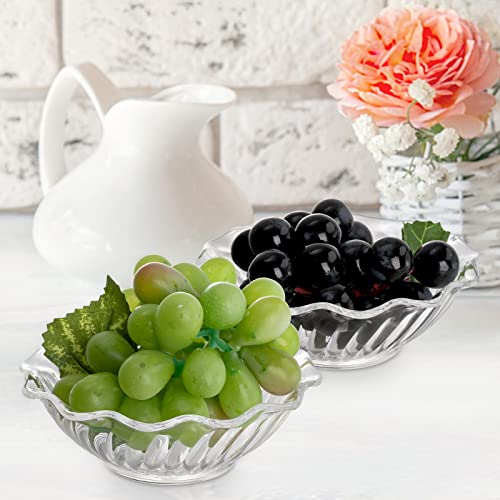 Elsjoy Set of 12 Plastic Dessert Bowls, 7 Oz Clear Small Plastic Bowls Mini Snack Bowl, 4.7 Inch Stackable Serving Bowls for Ice Cream, Candy, Nut, Fruits, Flower Shape