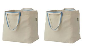 i-k-e-a foldable spikrak shopping bags, reusable grocery tote bag lightweight strong & durable cotton natural 13 gallon, large 2 pack, medium