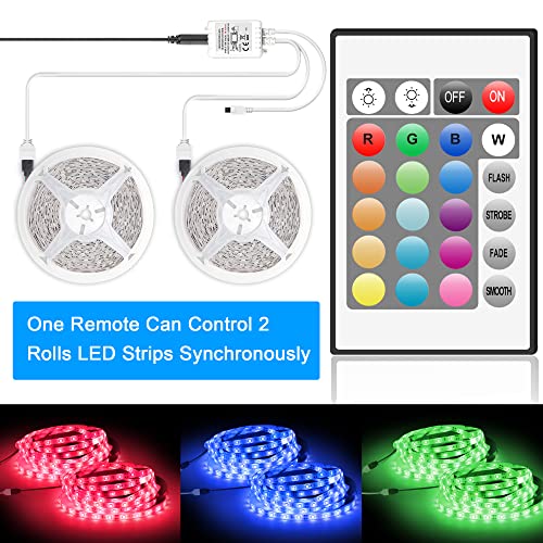 hyrion LED Strip Lights Bluetooth Controller,24 Key Remote with Power Adapter for Receiver SMD 5050 2835 3528 RGB LED Lights Strip