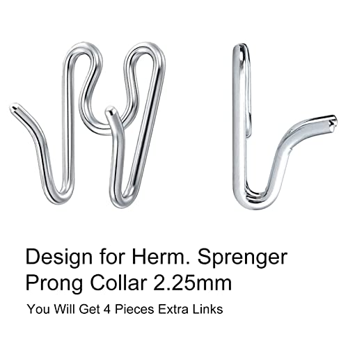 JIPIMON Dog Collar Extra Links Designed for Herm. Sprenger Collar (4 Pack) Steel Chrome Plated No Pull Dog Training Collar Links (2.25mm, Silver)