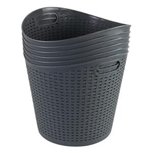 zerdyne 6-pack large storage basket, 30 l plastic laundry hamper/laundry basket, gray