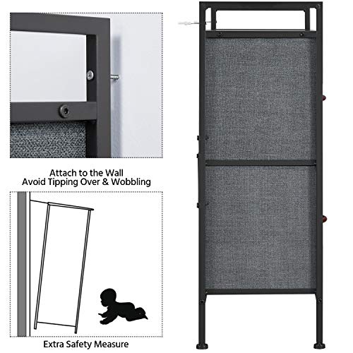 Topeakmart Organizer with 5 Drawers, Fabric Storage Tower Unit for Living Room Hallway Entryway Office, Sturdy Metal Frame, Easy Pull Handle - Dark Gray