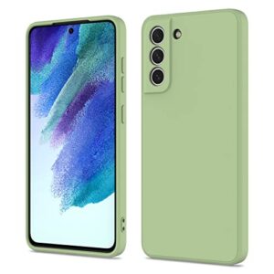 lekevo compatible with samsung galaxy s21 fe 5g case, smooth soft liquid silicone case, gel rubber shockproof full body protective phone cover for samsung s21 fe (matcha green)