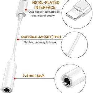 [Apple MFi Certified] Lightning to 3.5 mm Headphone Jack Adapter 3 Pack, Headphone Adapter for iPhone to 3.5mm Audio Aux Jack Adapter Dongle Cable Converter for iPhone 14 13 12 11 XR XS X 8 7 iPad