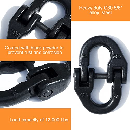 lifgarfe 2pcs 1/2inch Hammerlock Coupling Connector Link Safety Chain Adapter Connector Link Hammerlock Tow Hitch