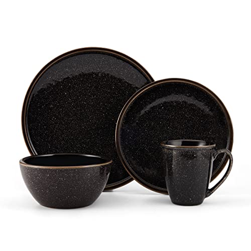 Mikasa Barrett 16 Piece Dinnerware Set, Service For 4, Black