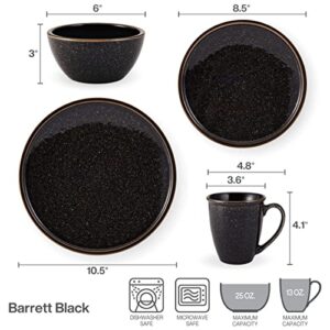 Mikasa Barrett 16 Piece Dinnerware Set, Service For 4, Black