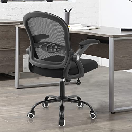 Mesh Office Chair Ergonomic Desk Chair Mid Back Mesh Computer Desk Chair with Lumbar Support Flip up Arms Adjustable Rolling 360° Swivel