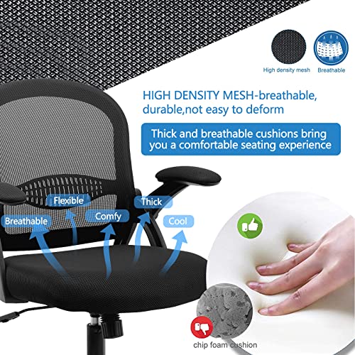 Mesh Office Chair Ergonomic Desk Chair Mid Back Mesh Computer Desk Chair with Lumbar Support Flip up Arms Adjustable Rolling 360° Swivel