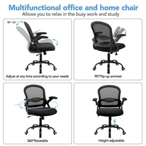 Mesh Office Chair Ergonomic Desk Chair Mid Back Mesh Computer Desk Chair with Lumbar Support Flip up Arms Adjustable Rolling 360° Swivel