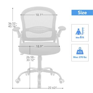 Mesh Office Chair Ergonomic Desk Chair Mid Back Mesh Computer Desk Chair with Lumbar Support Flip up Arms Adjustable Rolling 360° Swivel