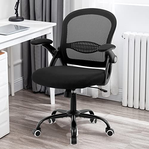 Mesh Office Chair Ergonomic Desk Chair Mid Back Mesh Computer Desk Chair with Lumbar Support Flip up Arms Adjustable Rolling 360° Swivel