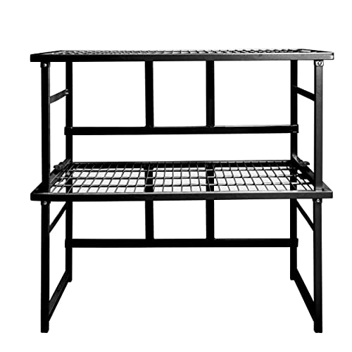 Origami R1 Stackable Storage Shelf, Collapsible/Foldable Steel Shelving Holds up to 150 Pounds (Per Rack), Modular Heavy Duty Garage Storage & Organization Utility Shelf (2-Pack) (Black, R1)