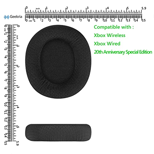 Geekria Comfort Mesh Fabric Replacement Ear Pads for Microsoft Xbox Wireless, Xbox Stereo Headset 20th Anniversary Special Edition Headphones Ear Cushions, Headset Earpads, Ear Cups Repair Parts