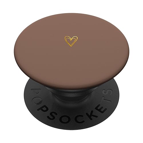 Cute Heart 90s Brown Tan Chocolate Taupe Solid Aesthetic PopSockets Standard PopGrip