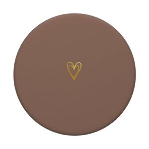 Cute Heart 90s Brown Tan Chocolate Taupe Solid Aesthetic PopSockets Standard PopGrip