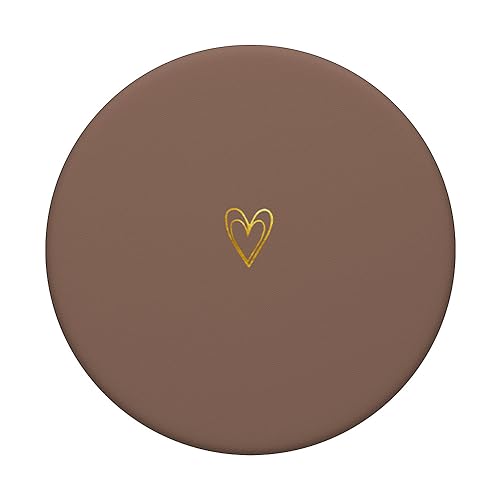 Cute Heart 90s Brown Tan Chocolate Taupe Solid Aesthetic PopSockets Standard PopGrip