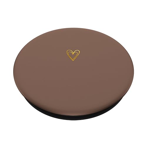 Cute Heart 90s Brown Tan Chocolate Taupe Solid Aesthetic PopSockets Standard PopGrip